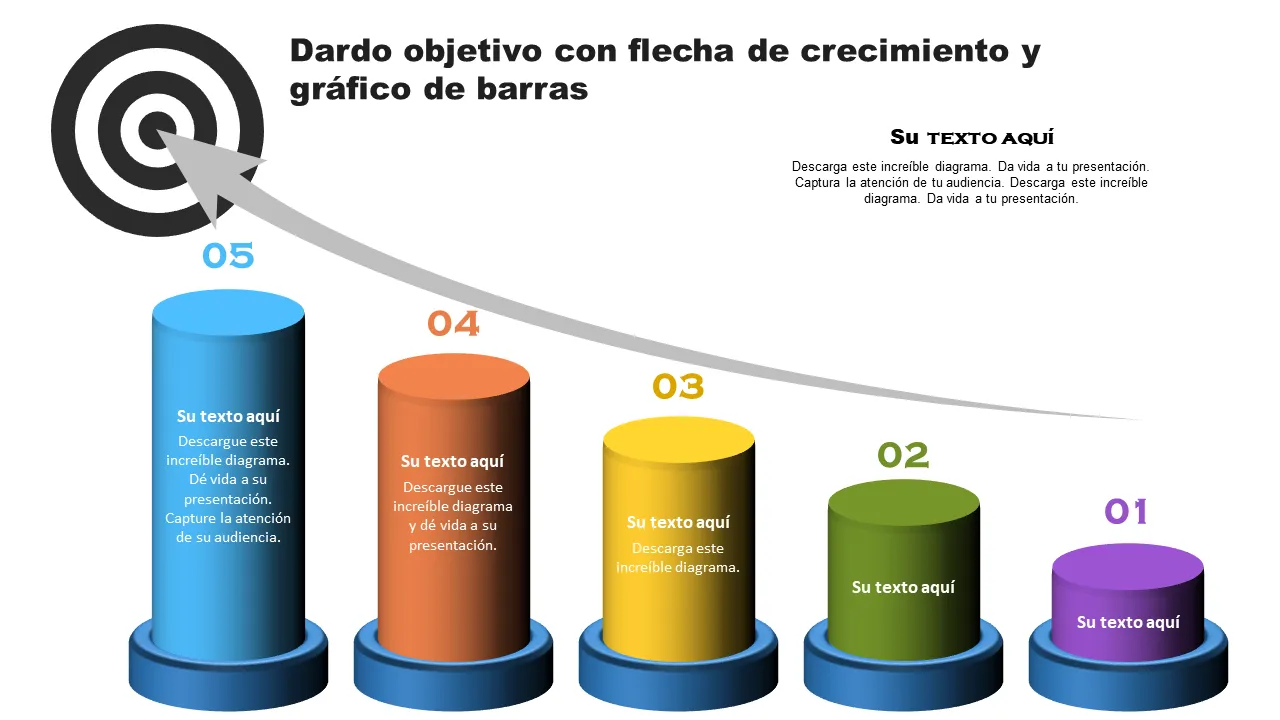 0115 Dardo objetivo con flecha de crecimiento y gráfico de barras