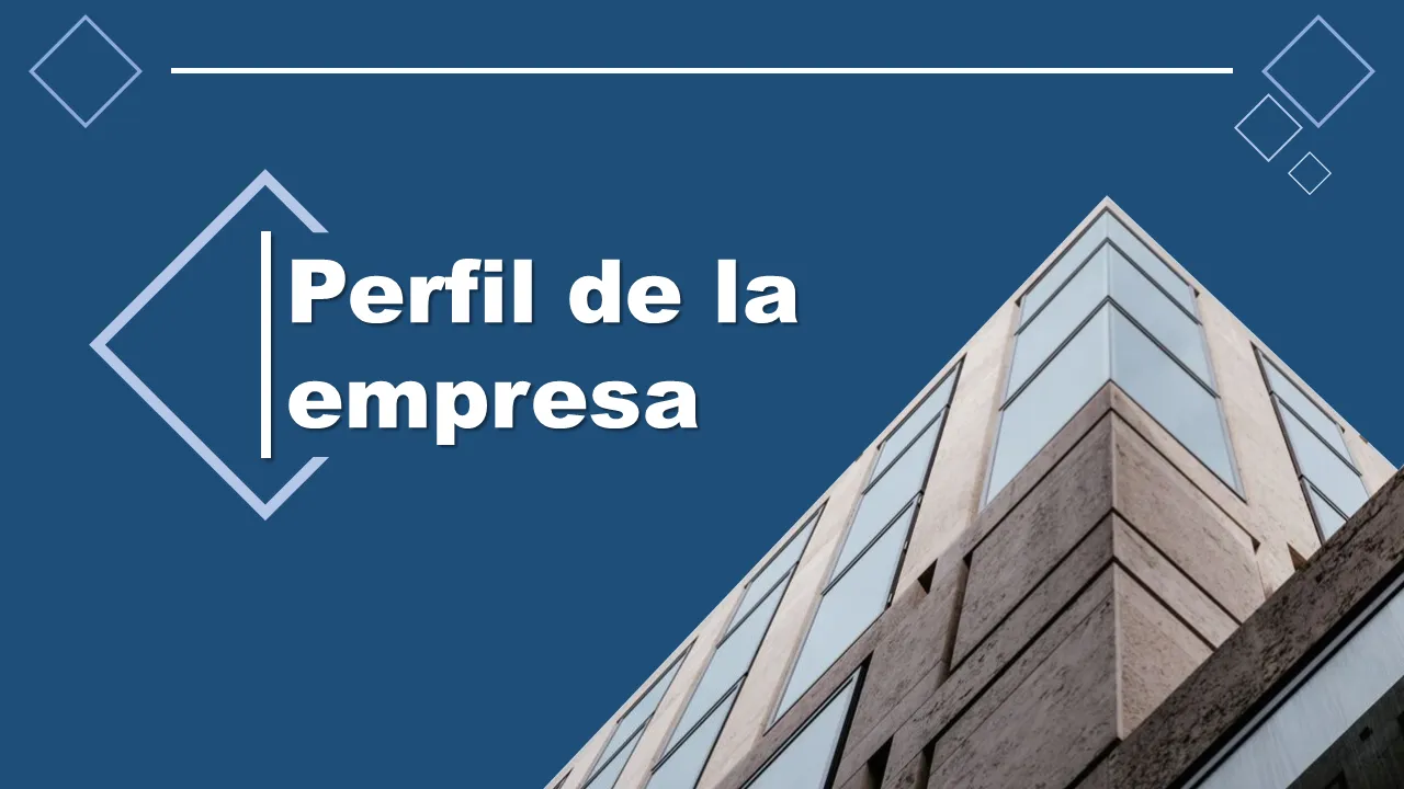 Diapositiva de presentación de la plantilla de PowerPoint del perfil de la empresa