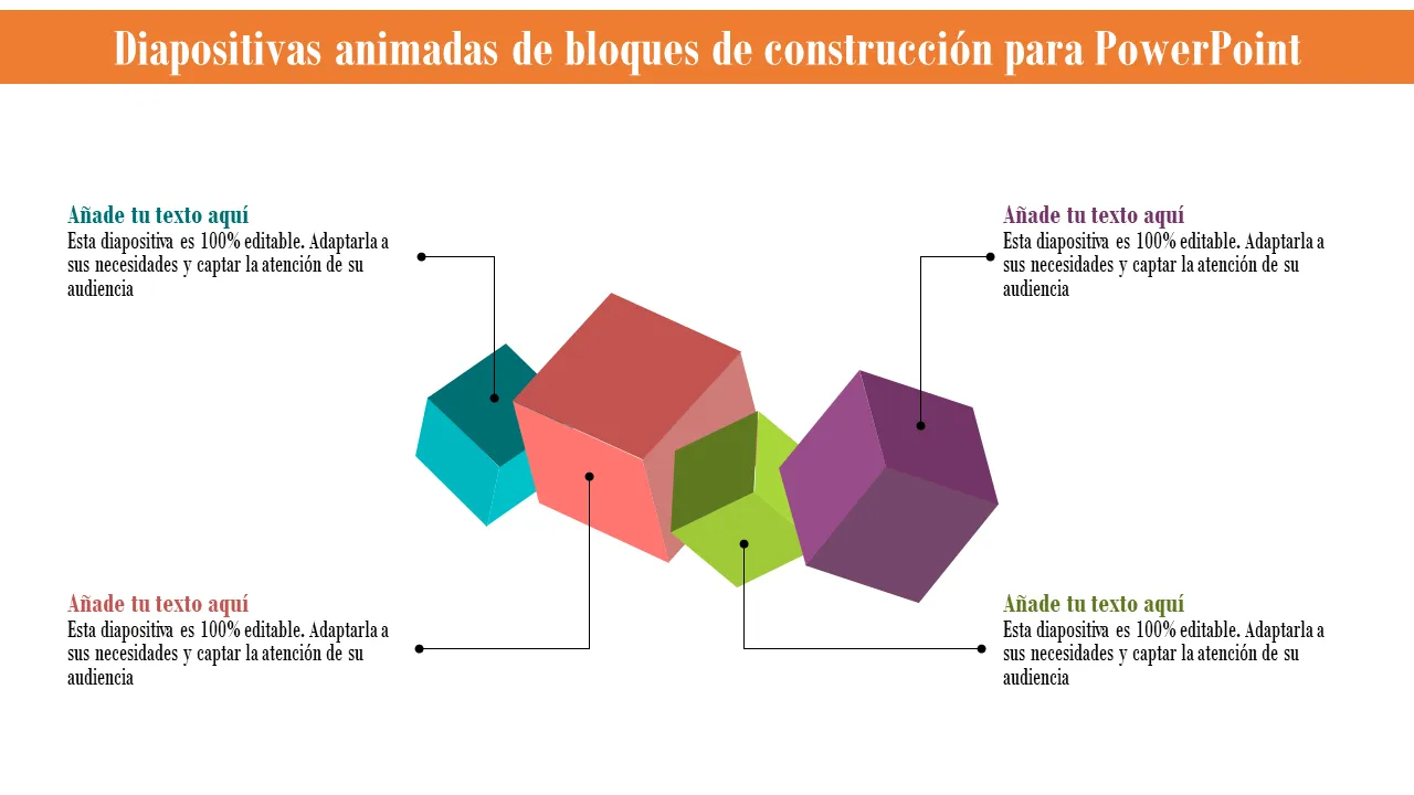 Diapositivas animadas de bloques de construcción para PowerPoint
