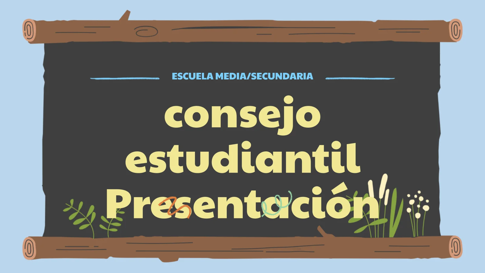 Linda plantilla de presentación del consejo estudiantil de pizarra