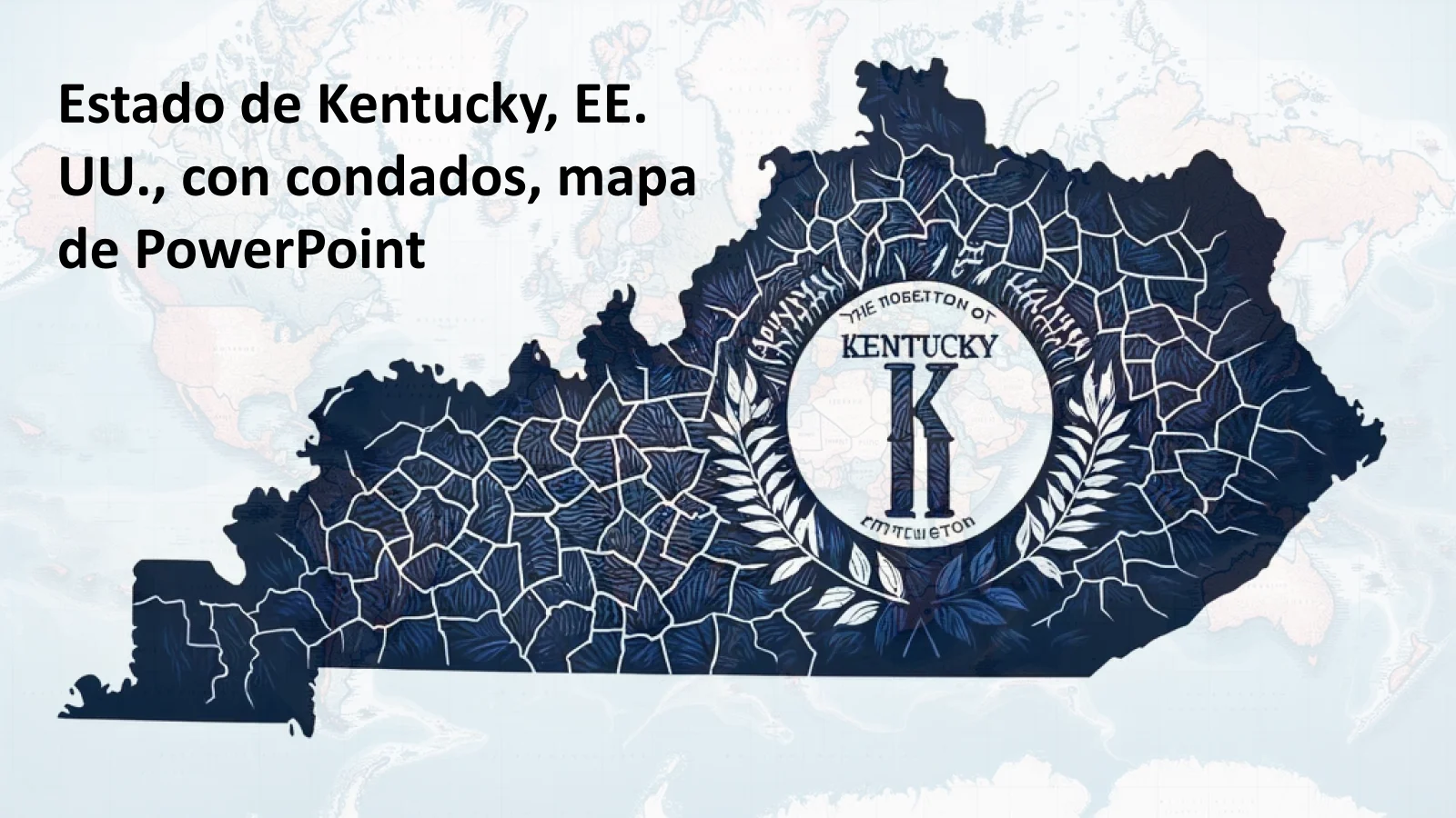 Plantilla de PowerPoint con el mapa del estado de Kentucky con condados