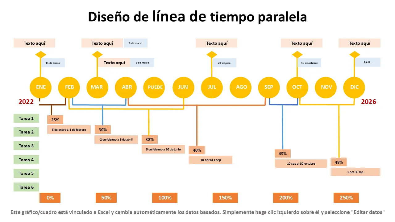 Plantilla de PowerPoint - diseño de línea de tiempo paralela
