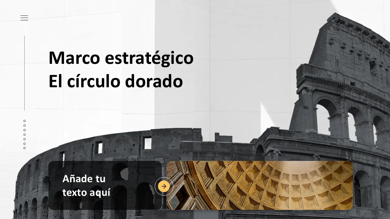 Plantilla de PowerPoint - marco estratégico del círculo dorado