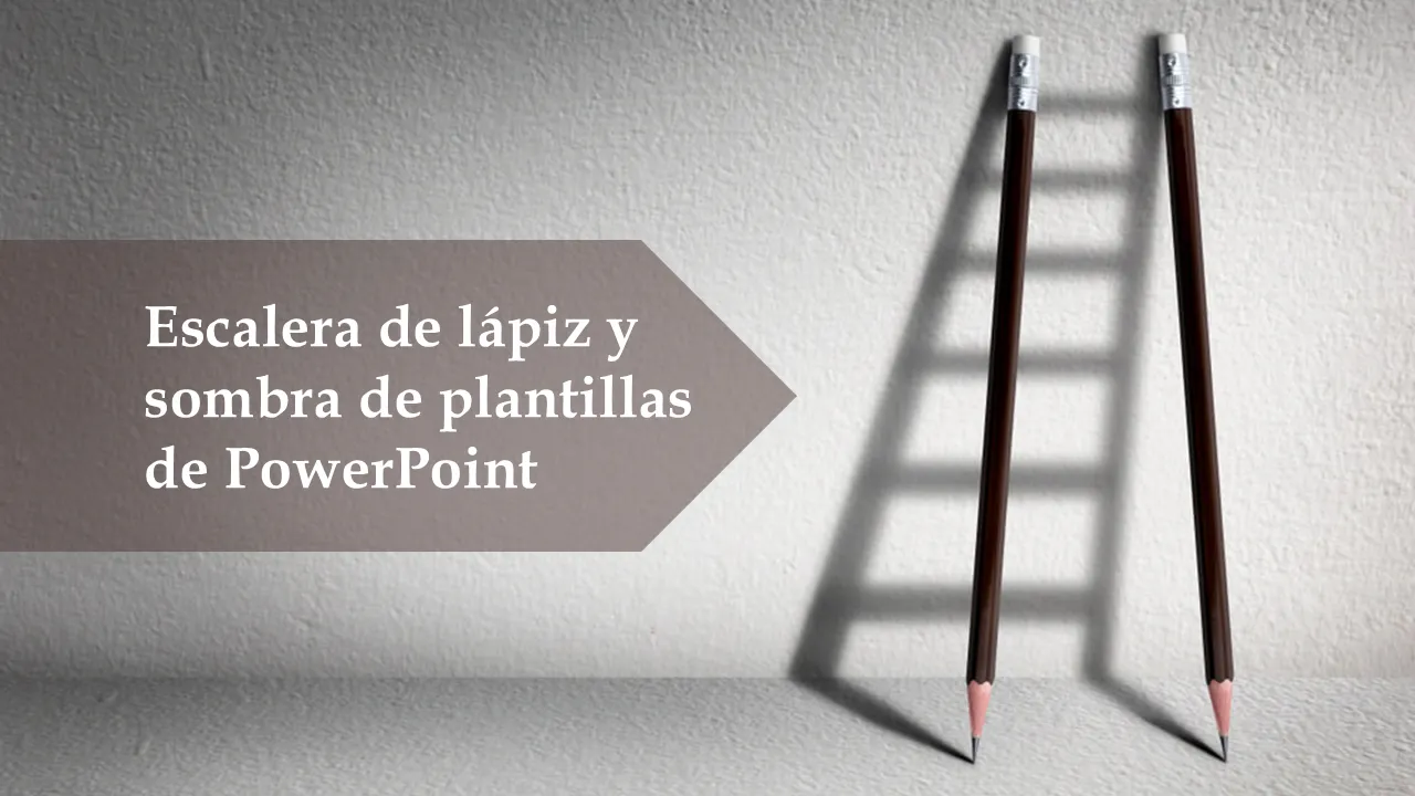 Plantillas de PowerPoint con sombra de escalera de lápiz para presentaciones comerciales